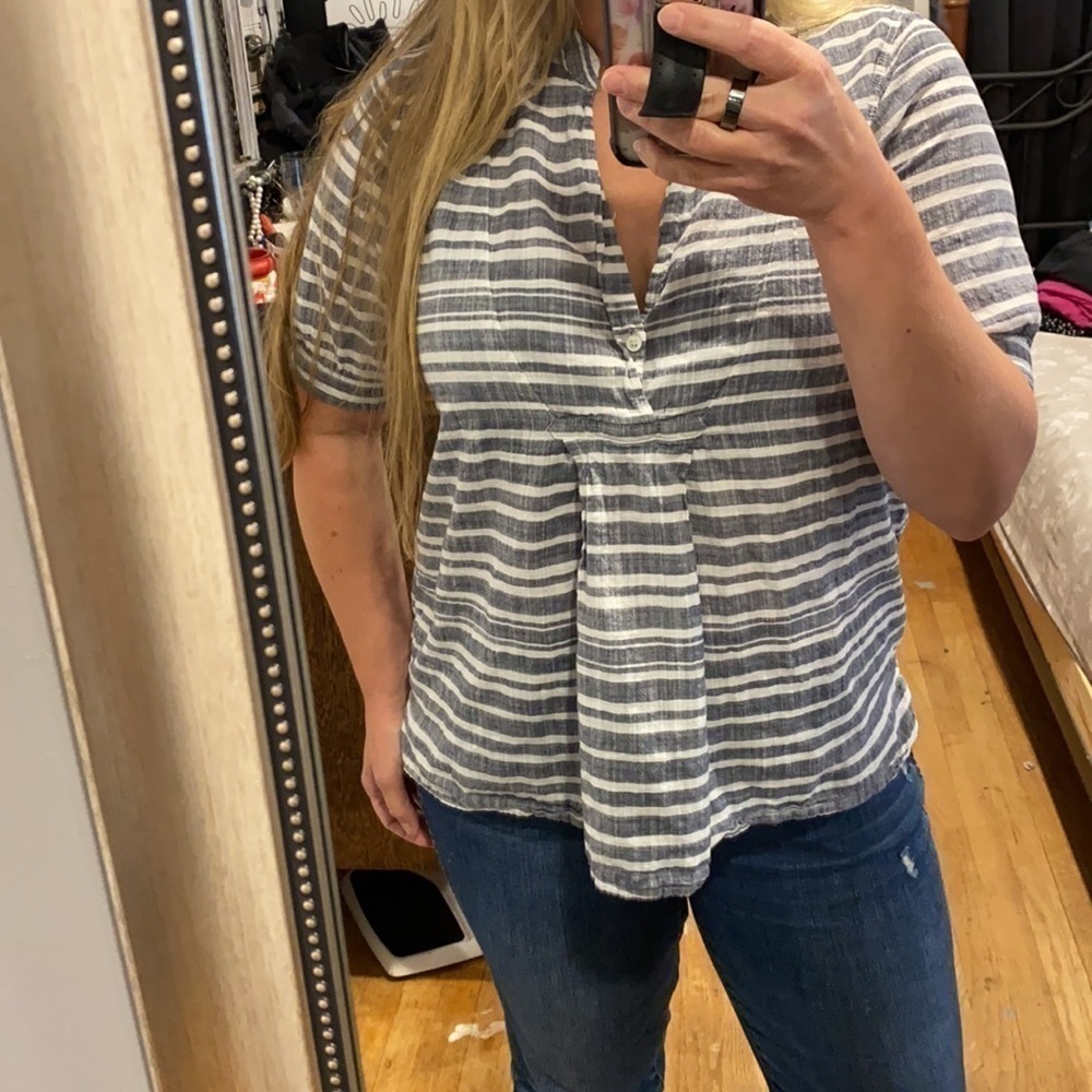 J Crew Striped Oversized 100% Cotton Blouse - Picture 12 of 16